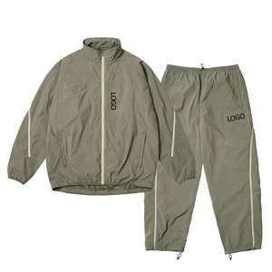 Chándales de nailon deportivos con cremallera en blanco para hombre, chaqueta de nailon Unisex de alta calidad, conjunto de pantalones de chándal con pierna ajustable con cremallera - Product Image 1