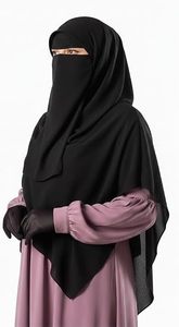 Ensemble Niqab Modeste Malaisien 3 Pièces de Haute Qualité - Voile Facial en Mousseline Saoudienne Premium Respirant, Confortable, Léger et Doux - Product Image 3