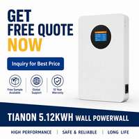 Tianon 5kWh pour batterie 25.6V 200Ah LiFePO4 ESS, stockage solaire monté sur rack, écran tactile, BMS intelligent, CAN Bluetooth 6000