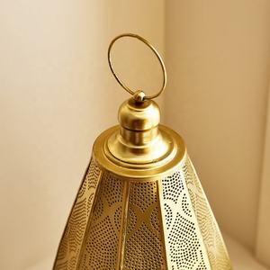 2026 Latest Hot Selling Gold Moroccan Handmade Durable Tapered Metal Fanoos Candle Holder <b>Lantern</b> for <b>Christmas</b> Ramadan Home - Product Image 3