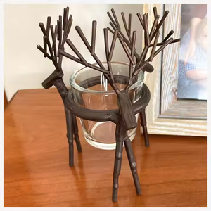 Vela de Metal con Acabado Marrón en Forma de Pájaros, Portavelas Votivo Decorativo de Lujo PARA EL Hogar, Disponible al Mejor Precio - Product Image 6