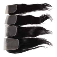 Extensions de cheveux humains vierges vietnamiens avec closure 5x5, 10-40 pouces, double trame machine, toutes couleurs disponibles