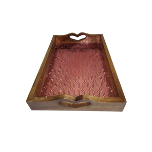 Nouveauté Plateaux de service en bois Vaisselle Plateau en bois Serveur de nourriture en bois bon marché avec poignées Article décoratif pour la maison et la cuisine - Product Image 6