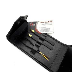 Ensemble de pinces à épiler professionnelles ASB faites à la main, en acier inoxydable, inclinées, de précision, 3 pièces, noir et or de qualité supérieure - Product Image 6