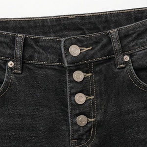 Pantalon évasé taille haute chic vintage pour femme 2025, fermeture éclair, respirant, jean en denim simple, décontracté, été, streetwear délavé - Product Image 4