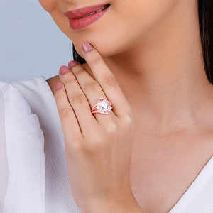 Romántico moda Charmante anillo de compromiso oro rosa chapado en oro aleación moda tamaño 8 princesa corte diamante forma geométrica incrustaciones - Product Image 3