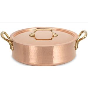 Cacerola de cobre personalizada con tapa, utensilios de cocina hechos a mano, hermoso calentador de alimentos - Product Image 1