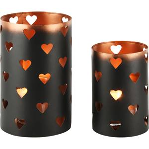 Heart Design Christmas Iron Metal Votive <b>Candle</b> Holder with <b>Lanterns</b> and Jars <b>Black</b> Powder Coating for Home Decoration - Product Image 1
