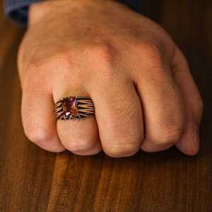 925 Sterling <b>Silver</b> Rectangular Cluster <b>Ring</b> for <b>Men</b> Turquoise Sultanite Stone Rhodium Plated Elegant Everyday Fine Jewelry - Product Image 1