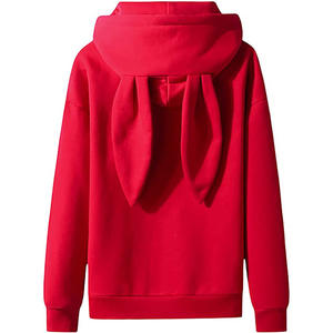 Sudadera con Capucha Estilo Orejas de Conejo, Roja, de Algodón, Talla Grande, Personalizada, Estilo Urbano, para Mujer, Último Modelo 2025, Superventas - Product Image 2
