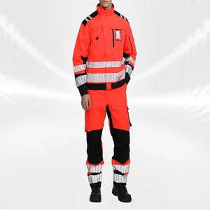 High Visibility Cotton Work Uniform with Multi-Pockets & Colorful Reflective Safety Features for Unisex