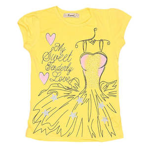 Camiseta elegante de media manga para niñas - Amarillo - Product Image 1