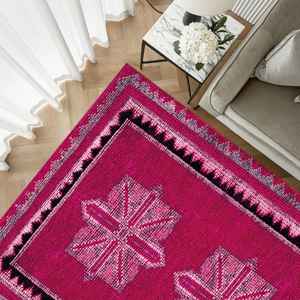 Tapis imprimé à motifs géométriques, décoration moderne de style farmhouse, tapis coloré, tapis fin non tissé - Product Image 3