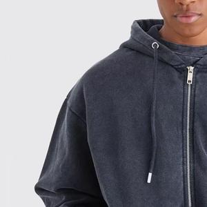 La mejor Sudadera con capucha desgastada con lavado ácido de doble capa Vintage, diseño personalizado, ropa de calle, forro polar en blanco para hombres XS bordado - Product Image 3