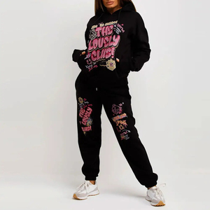 Meilleur OEM Vente en gros Survêtement Qualité Style unique pour femmes Survêtement empilable Vente en ligne Ensemble pantalon et capuche à manches longues pour femmes - Product Image 6