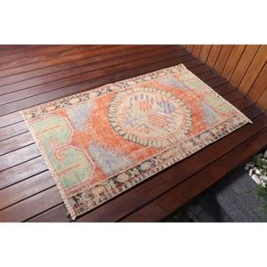 พรมตุรกีโบราณ ขนาด 2.4x4 ฟุต พรมลายทางสีส้มน้ำเงิน - Product Image 2