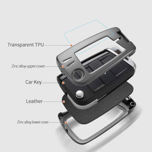 جراب غطاء مفتاح السيارة عن بعد من سبائك الزنك والجلد لـ Skoda Kodiaq Superb A7 وVolkswagen Passat B8 وMagotan الذكية بدون مفاتيح - Product Image 3