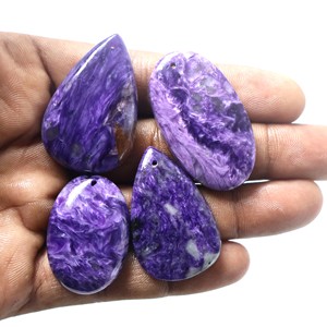 2025 taille libre poli en vrac Cabochon Charoite pierre précieuse forme ovale naturelle de haute qualité pour la fabrication de bijoux perceuse Charoite - Product Image 1