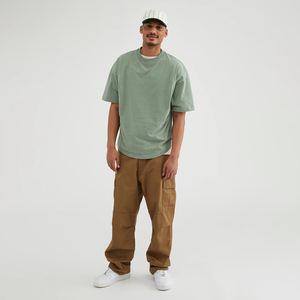 Haute qualité 100% coton Logo personnalisé hommes t-shirt impression personnalisée T-shirts plaine goutte épaule respirant surdimensionné t-shirts - Product Image 2