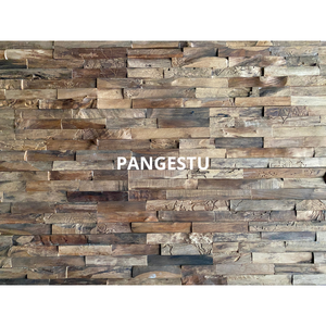 Panel de Pared de Madera de Teca Reciclada, Diseño 3D Natural Moderno, Hecho a Mano, Acústico, con Patrón Geométrico Decorativo para Apartamentos y Hoteles - Product Image 1