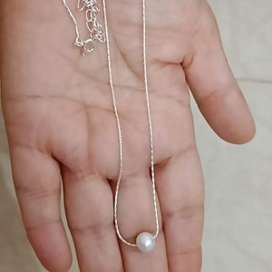 Collier ras du cou en argent sterling avec une seule perle d'eau douce, pierre de naissance de juin - Product Image 4