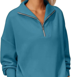 2025 New Style Custom Logo Printed Half Zip <b>Sweatshirt</b> <b>for</b> <b>Women</b> <b>Long</b> Sleeve Quarter Zip Pullover Solid Color - Product Image 5