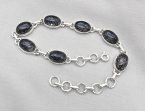 Black Rutile Quartz 925 Sterling Silver <b>Bracelet</b> Adjustable Gemstone For Women Artisan <b>Boho</b> Ethnic Jewelry Fashion - Product Image 5
