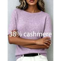 Pull-over en laine/cachemire pour femme - Col rond - Respirant - Chaud - Anti-boulochage