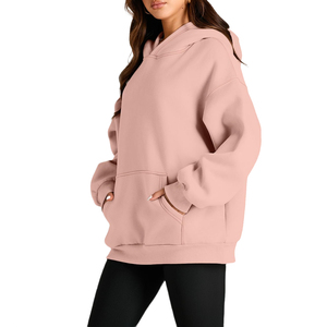 Sweat à capuche oversize en polaire pour femme, logo personnalisé, décontracté, épaules tombantes, vêtements d'automne et d'hiver, motif élégant sur le devant - Product Image 5
