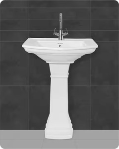 Green Designer Lavabo Pedestal Sink - Ceramic Hand Wash Basin for Home Use, Premium Sanitary Ware From Morbi, India - Product Image 2
