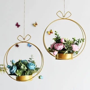 Round Wire <b>Hanging</b> <b>Planter</b> For <b>Indoor</b> And Outdoor Decor Stylish Plant Holder Modern Home Balcony Garden Display From India - Product Image 1