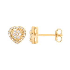 Round Diamond <b>Heart</b> Shape Stud <b>Earrings</b> - Product Image 3