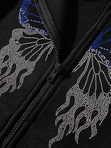 Sweat à capuche pour homme à manches longues avec strass, en molleton 100% coton respirant, de haute qualité, durable et à prix raisonnable pour l'hiver - Product Image 2