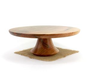 Haute qualité vente chaude en bois d'acacia haut pied rond plateau en bois support à gâteau pour servir des gâteaux et des fruits - Product Image 1