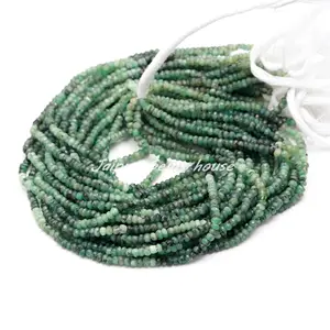 Penjualan terlaris manik-manik berbayang hijau zamrud alami 3 mm-4 mm manik-manik batu permata hijau gratis perhiasan manik-manik grosir