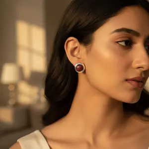 Daily Wear Women's Silver & Red Stone Drop Earrings <b>Fashion</b> <b>Jewelry</b> - Product Image 3