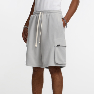 Shorts décontractés pour hommes personnalisés, 350 g/m², tissu éponge français, poches 3D, coton lourd, streetwear, taille élastique, service OEM - Product Image 4