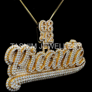 Pendentifs personnalisés chrétiens hip-hop en argent sterling 925, certifiés GIA, plaqués or 10K, avec moissanite VVS testée - Product Image 6