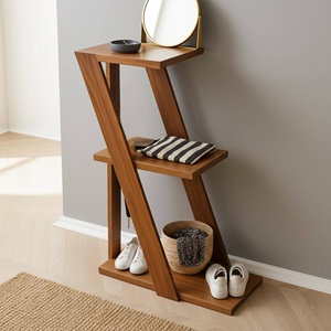 โต๊ะข้างทรงตัว Z ทำจากไม้เนื้อแข็ง งานแฮนด์เมด ปี 2025 พร้อมชั้นวางของหลายชั้น ใช้เป็นของตกแต่งและจัดระเบียบได้ เหมาะสำหรับห้องนั่งเล่น - Product Image 3