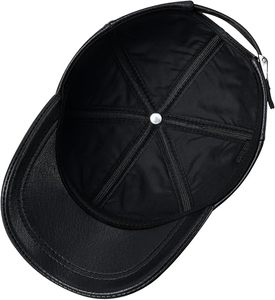 Men Leather Baseball <b>Cap</b> <b>Vintage</b> Biker Leather Hat Adjustable Strapback Outdoor Riding Casual Dad <b>Cap</b> Wholesale - Product Image 2