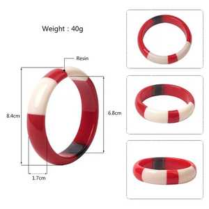 Bracelet de main pour femme multicolore, jonc irrégulier en résine, acétate écaille de tortue, large et épais, avec plusieurs couleurs - Product Image 5