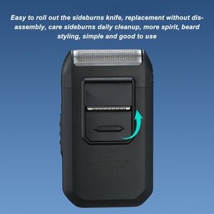 Tondeuse à barbe électrique rechargeable avec lames en acier inoxydable et brosse de nettoyage, pour le soin du visage, coupe de cheveux, avec ou sans fil, alimentée par batterie - Product Image 6