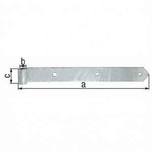 Hot-Dip Galvanized Steel Strap Hinge 40mm Width 600x40mm Length 5mm Thickness 13mm Rounded GAH Product Category <b>Hooks</b> & Rails - Product Image 3