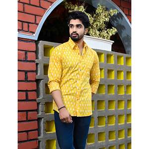 Chemise décontractée pour homme en coton imprimé à manches longues, respirante, en popeline ou tissu Oxford, motif floral ou à pois, offre ODM - Product Image 1