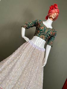 Designer Collection Broderie à Paillettes Lourdes Georgette Lehenga Choli Ensemble Traditionnel Indien Pakistanais Mariage Fête - Product Image 4