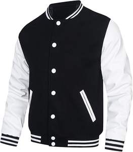 Venta al por mayor de tallas grandes de los hombres del equipo universitario chaquetas universitarias hechas a medida de lana mangas de imitación con capucha en blanco de la escuela letras de béisbol - Product Image 3