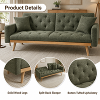 Canapé-lit convertible moderne en tissu, canapé-lit futon pliable avec pieds en bois pour salon