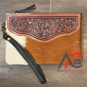 กระเป๋าสตางค์หนังวัวแท้แบบมีซิปสำหรับผู้หญิงกระเป๋าคลัทช์แบบพกพา - Product Image 1