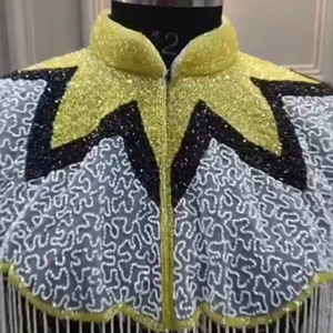 เสื้อคลุมทรงเบอร์เลสก์ประดับลูกปัดเลื่อมปักเลื่อมเสื้อผ้าปาร์ตี้คลับสายไข่มุกที่สวยงาม100% ผ้าโพลีเอสเตอร์ - Product Image 2