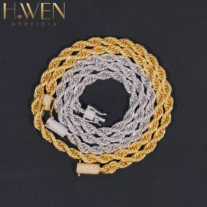 <span class=keywords><strong>Collana</strong></span> da <span class=keywords><strong>uomo</strong></span> Hip Hop 6MM in <span class=keywords><strong>Argento</strong></span> Sterling <span class=keywords><strong>925</strong></span> con Moissanite VVS1, Choker geometrico con lucchetto e catena a corda dorata, spedizione immediata - Product Image 4